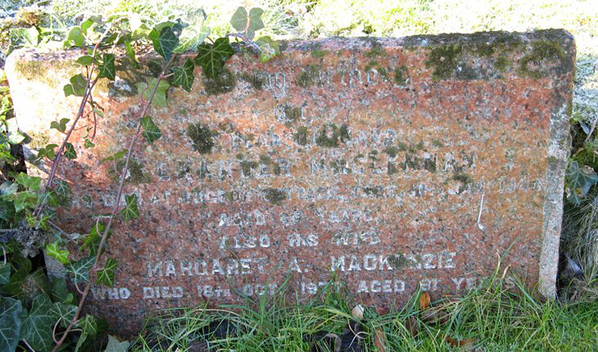 Photo of headstones/Alexander MacLennan died 1940 MI Killearnan